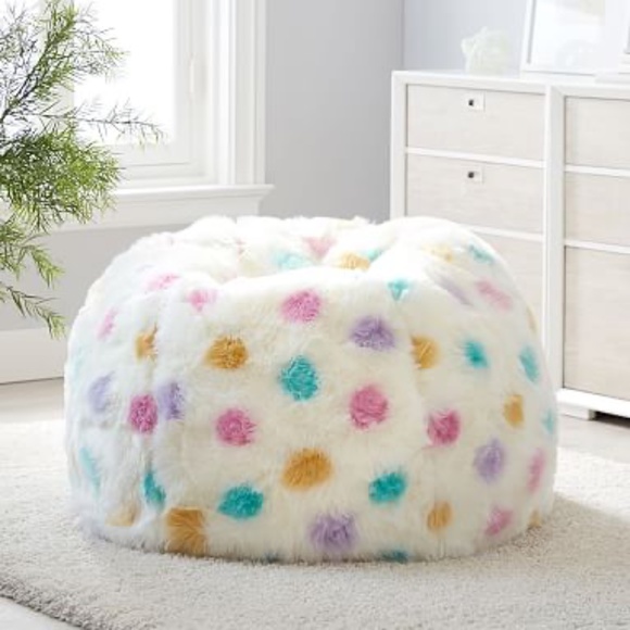 Lots-A-Dots Faux-Fur Bean Bag Slipcover - Pottery Barn NWT - Picture 1 of 4